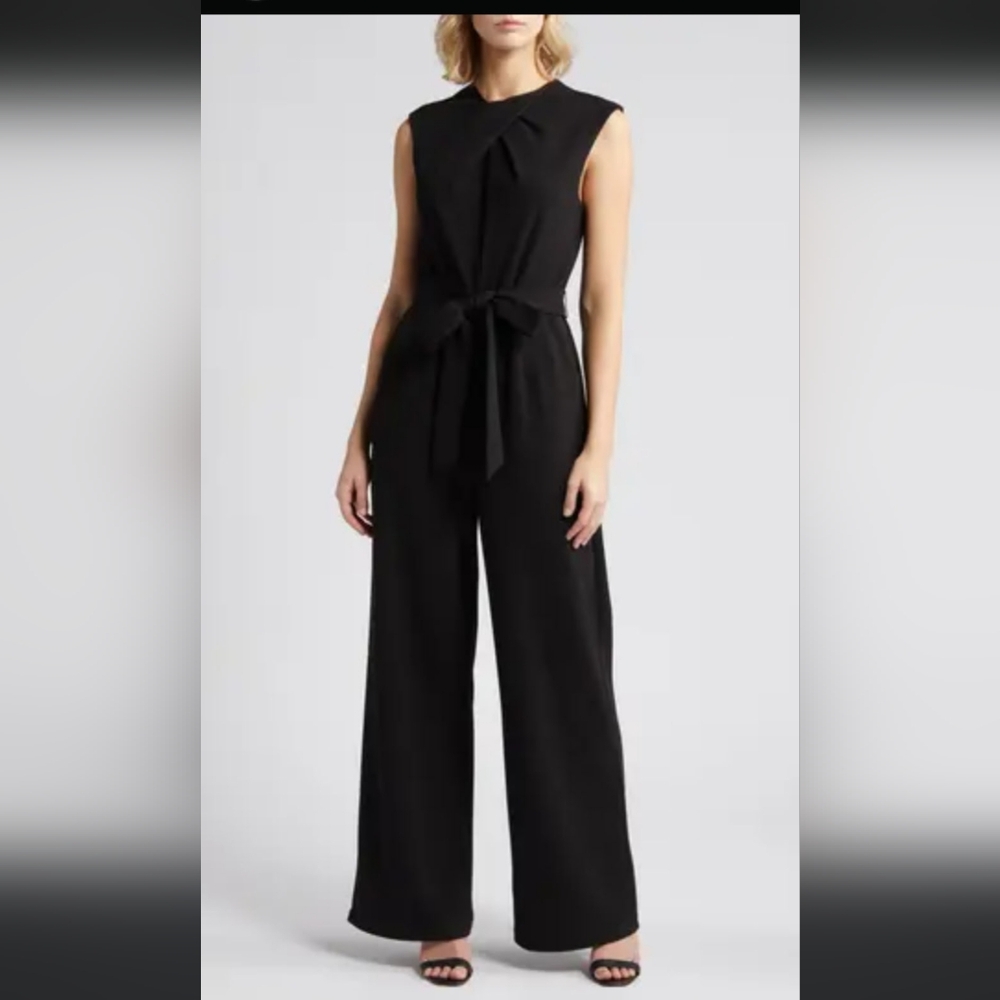 Tahari ASL Arthur S. Levine Chic Black Sleeveless Jumpsuit